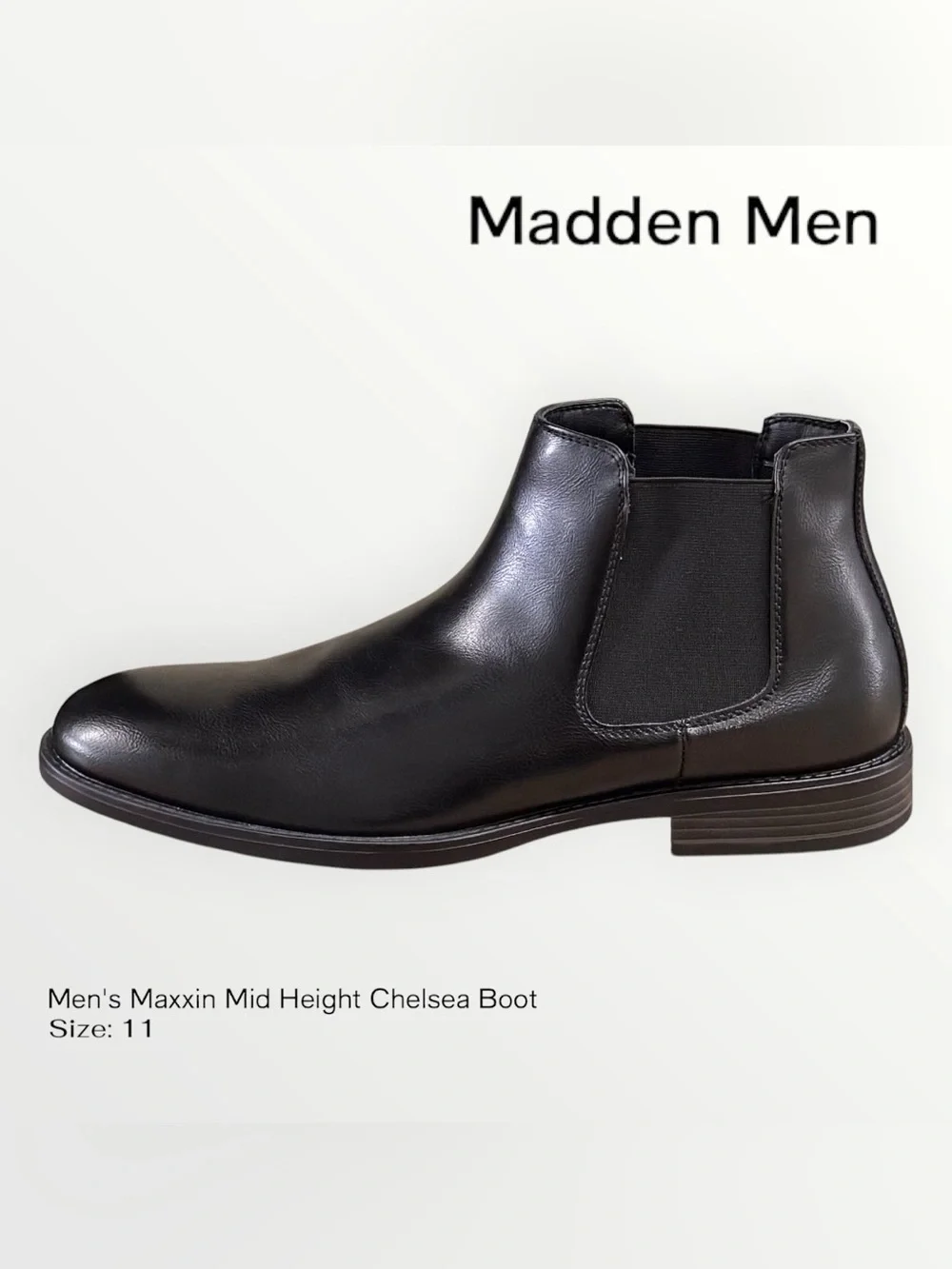 Madden Men Maxxin Mid Height Chelsea Boots Black Size 11 No Box